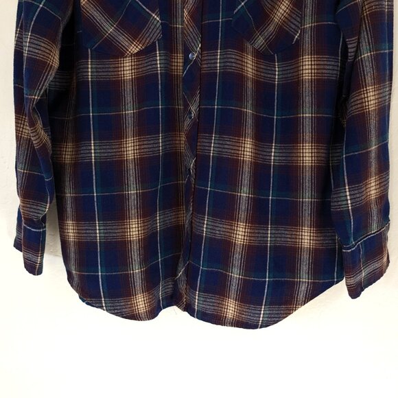 ROEBUCKS Men's XL Multicolor Plaid Flannel Pearl Snap Pocket Long Sleeve Western - Picture 5 of 15